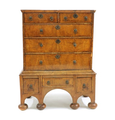 Lot 359 - An early 18th century and later walnut chest on stand