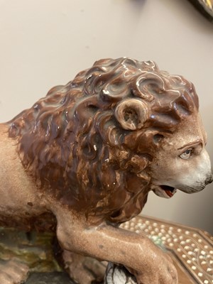 Lot 262 - A pair of large pearlware lions