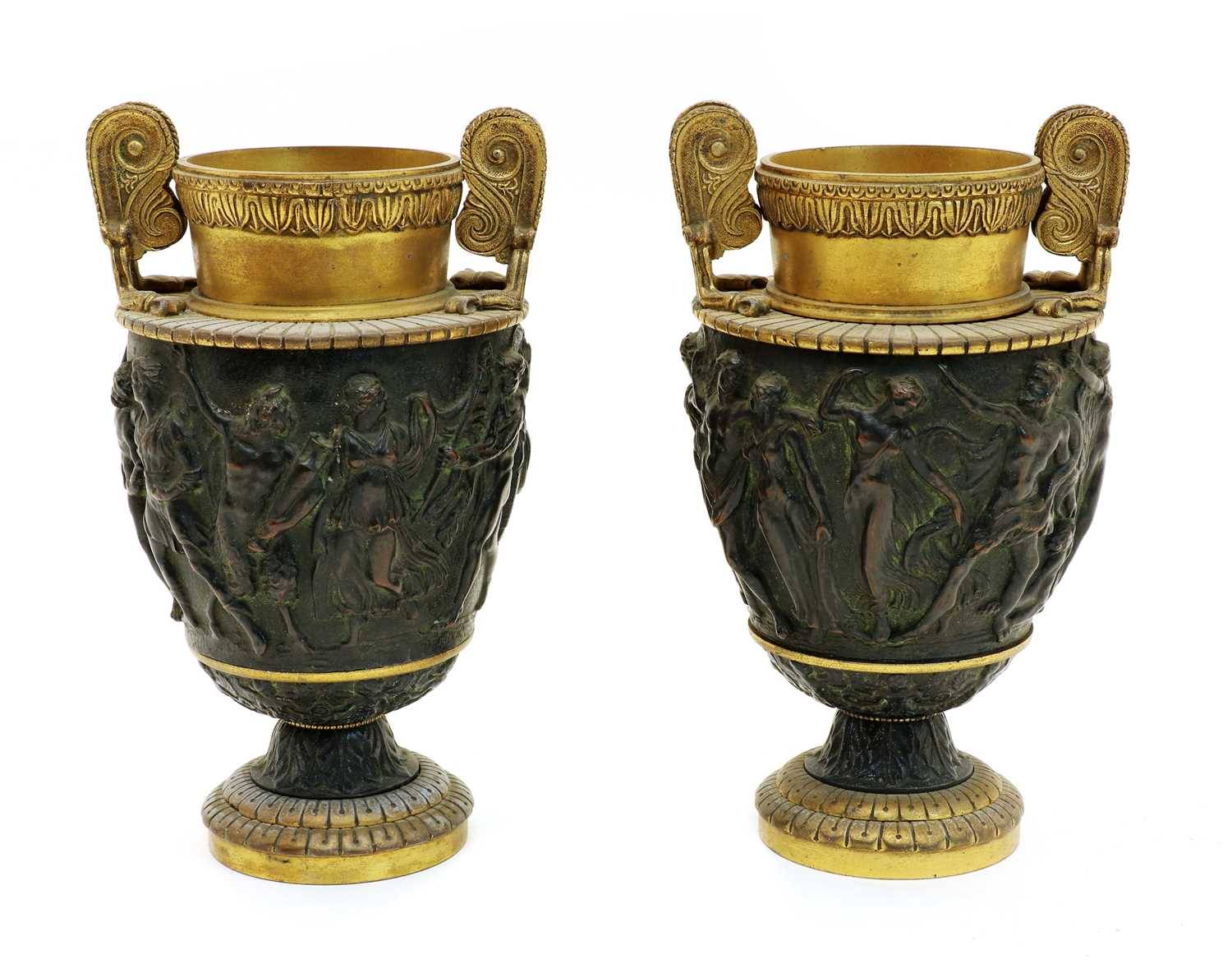 Lot 77 - A pair of bronze Grand Tour urns