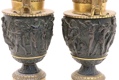 Lot 77 - A pair of bronze Grand Tour urns