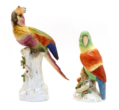 Lot 122 - Two Continental porcelain parrots