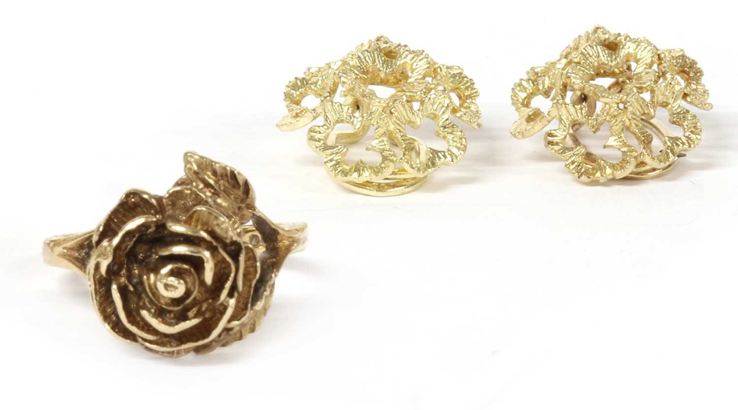 Lot 57 - A pair of 9ct gold clip earrings, c.1970