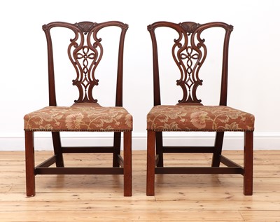 Lot 335 - A pair of Chippendale period mahogany single chairs