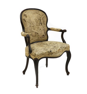 Lot 633 - A Louis XV style mahogany elbow chair