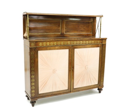 Lot 620 - A Regency rosewood and brass inlaid chiffonier