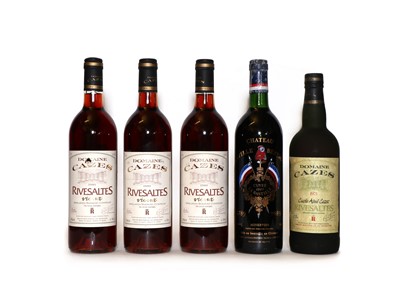 Lot 214 - Assorted Red Wines: Domaine Cazes, Rivesaltes Vieux, 1980, three bottles and two various others (5)