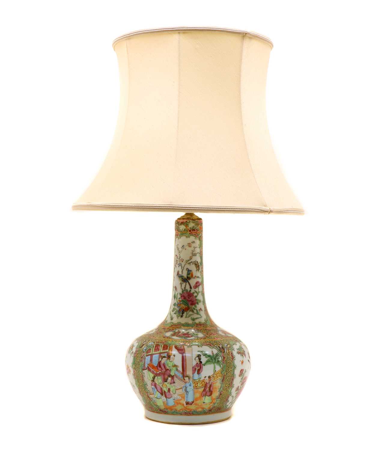 Lot 95 - A Cantonese porcelain famille rose table lamp
