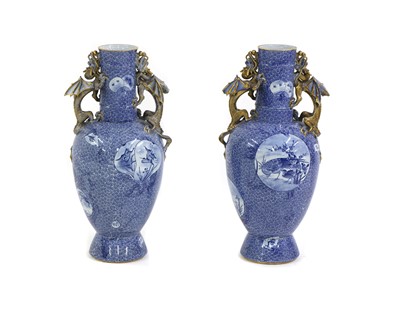 Lot 138 - A pair of large blue and white porcelain vases