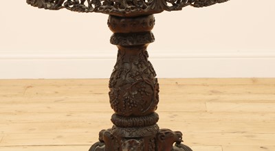 Lot 504 - An Anglo-Chinese hardwood birdcage-action tripod table