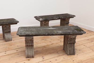 Lot 96 - A set of three composite stone benches