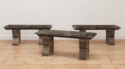 Lot 96 - A set of three composite stone benches