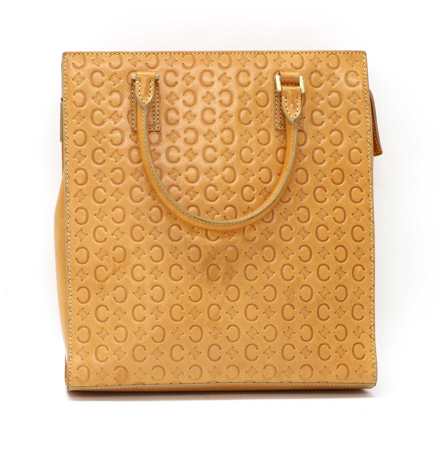 Lot 546 - A Celine tan leather blason pattern handbag