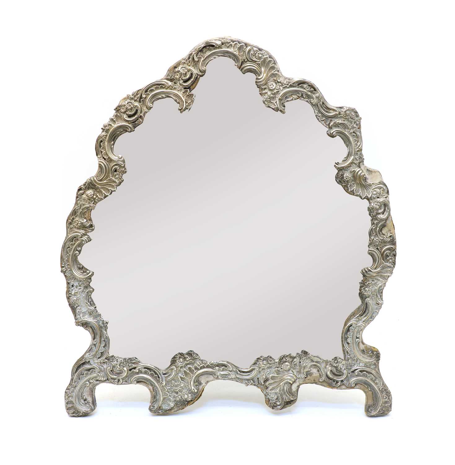 Lot 45 - A silver framed dressing table mirror