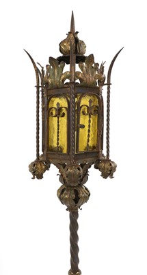 Lot 77 - A Gothic Revival gilt and painted standard lantern