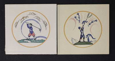 Lot 250 - Two Carter's Poole Pottery 'Sporting' tiles