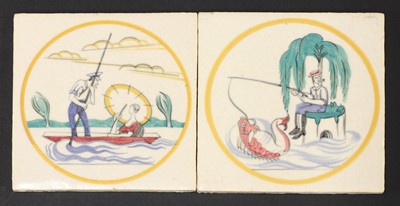 Lot 249 - Two Carter's Poole Pottery 'Sporting' tiles