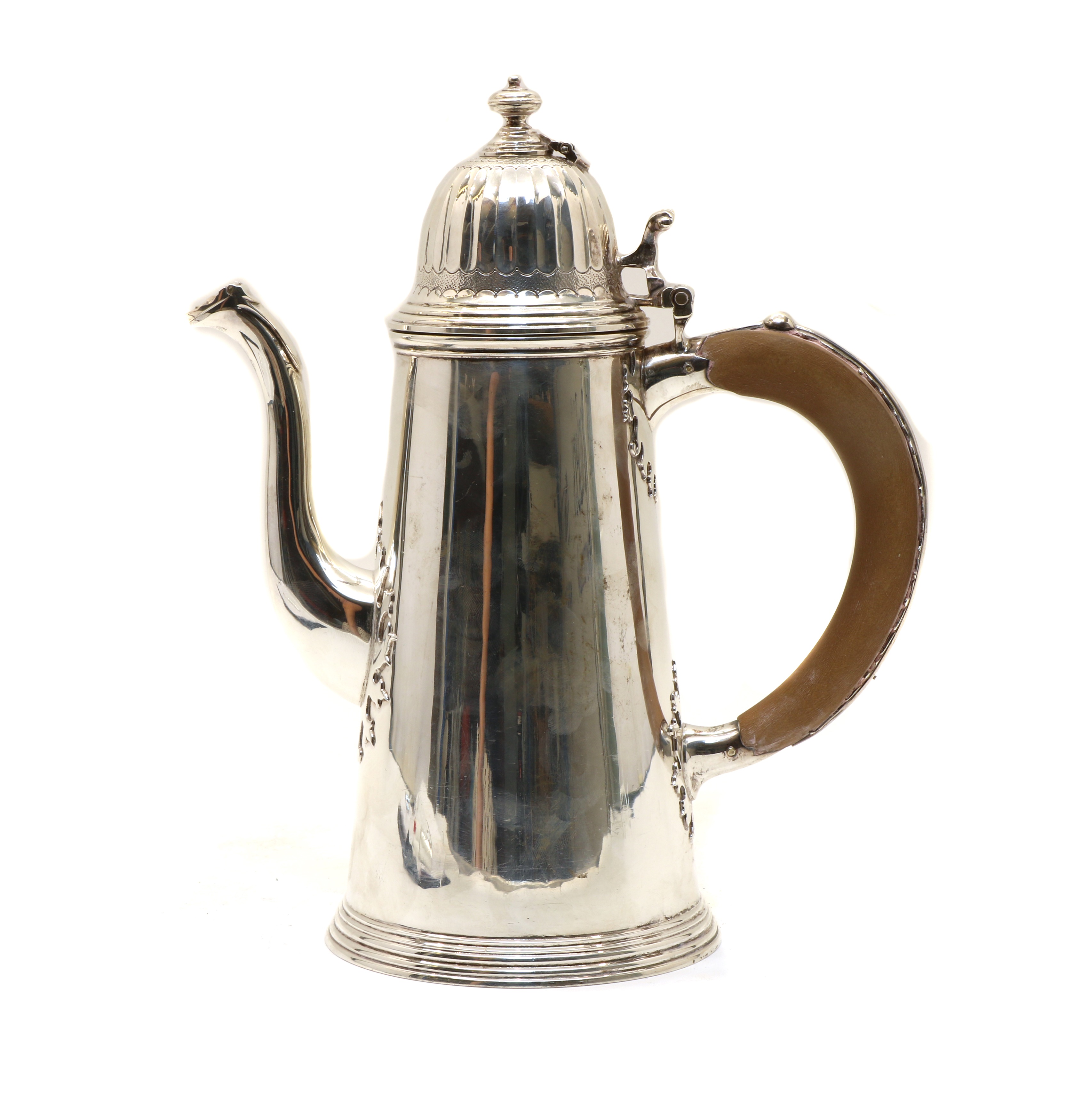 Lot 1 A silver chocolate pot,