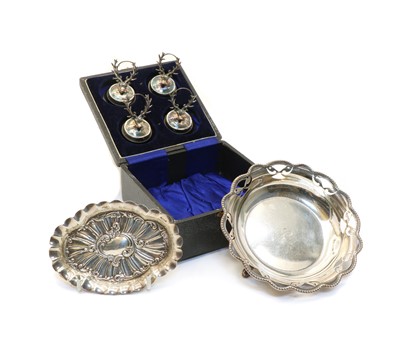 Lot 25 - A cased set of four silver menu holders