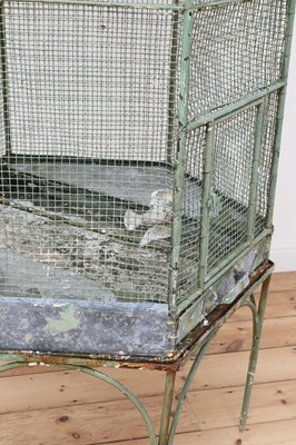Lot 93 - A large painted zinc chateau birdcage