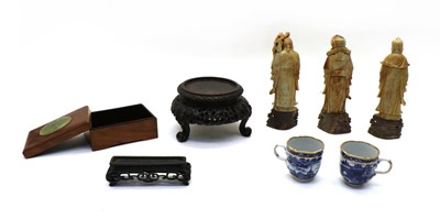 Lot 112 - A set of three Chinese soapstone figures of Imortals