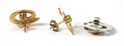 Lot 108 - A pair of 9ct gold sapphire set swirl earrings, by Harry Orkin