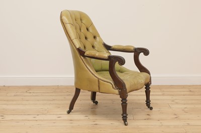 Lot 200 - A Louis Philippe simulated rosewood library armchair