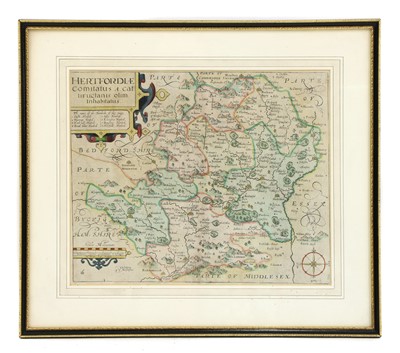 Lot 292 - Johannes Norden, Middlesex Olima Trinoban hand coloured map