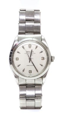 Lot 534 - A gentlemen's stainless steel Rolex 'Oyster Perpetual Air King' automatic bracelet watch 1002, c.1966