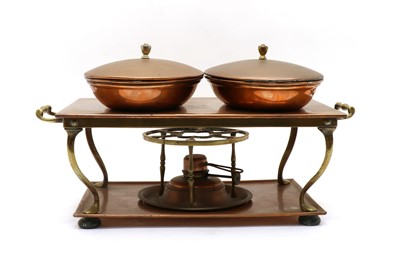 Lot 158 - A pair of Arts & Crafts copper chafing dishes