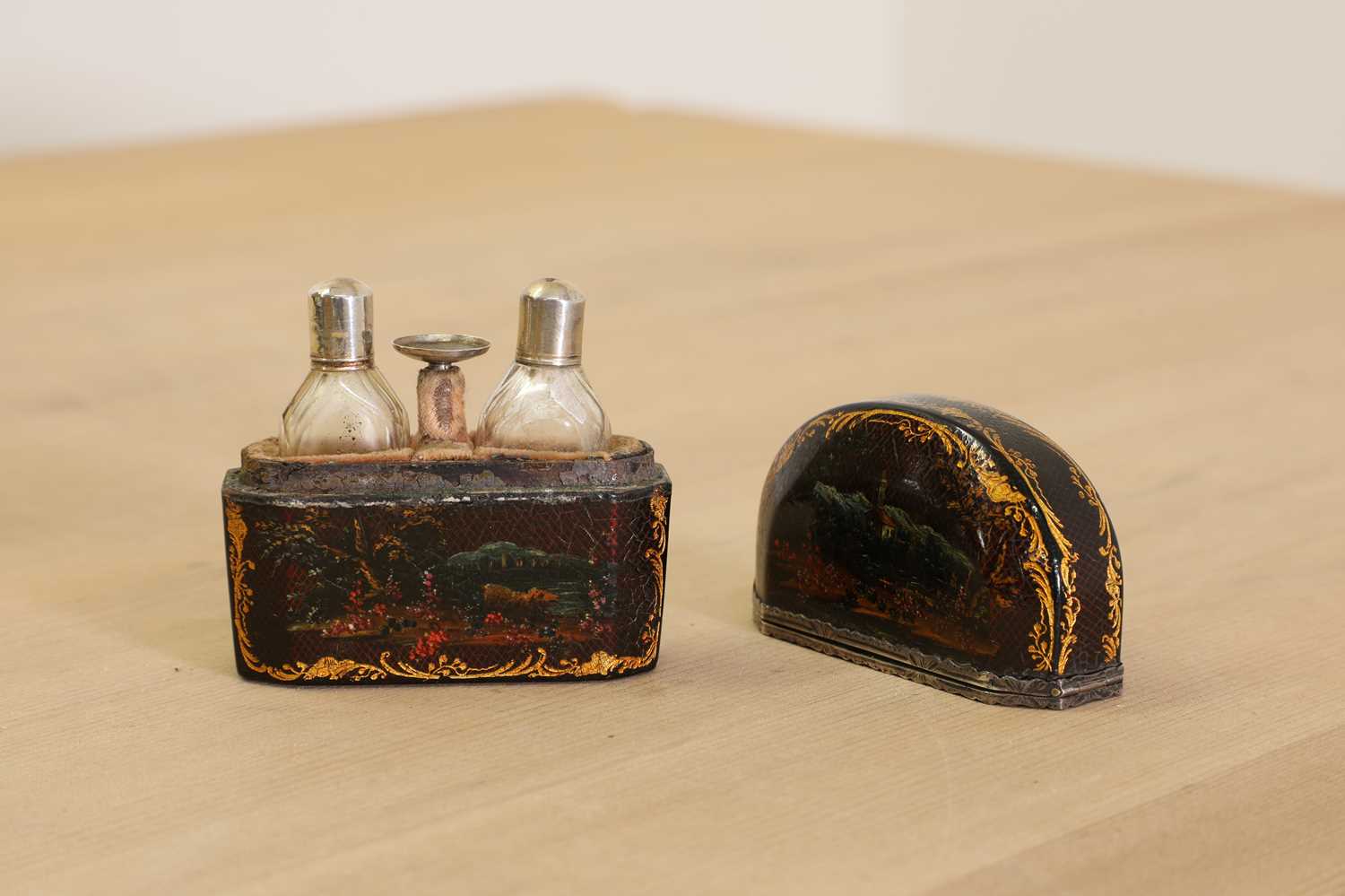 Lot 401 - A pair of miniature glass scent bottles