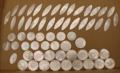 Lot 203 - A collection of 118 mother-of-pearl counters