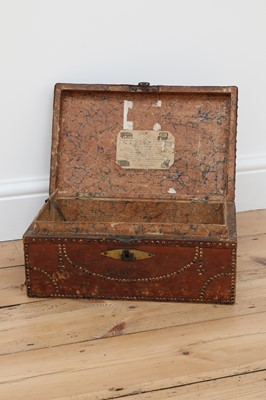 Lot 65 - A red leather and studded deeds box
