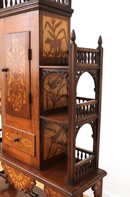 Lot 230 - An Aesthetic Movement walnut and marquetry-inlaid cabinet