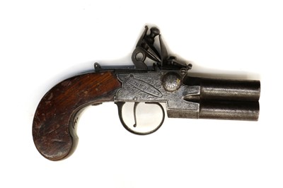 Lot 45 - A flintlock db over and under tap action pocket pistol