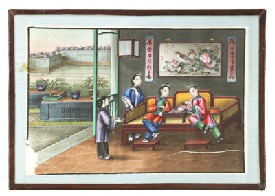 Lot 373 - A collection of eleven Chinese pith paper paintings
