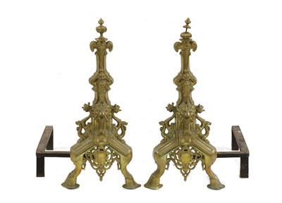 Lot 300 - A pair of brass andirons