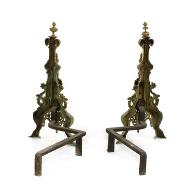 Lot 300 - A pair of brass andirons