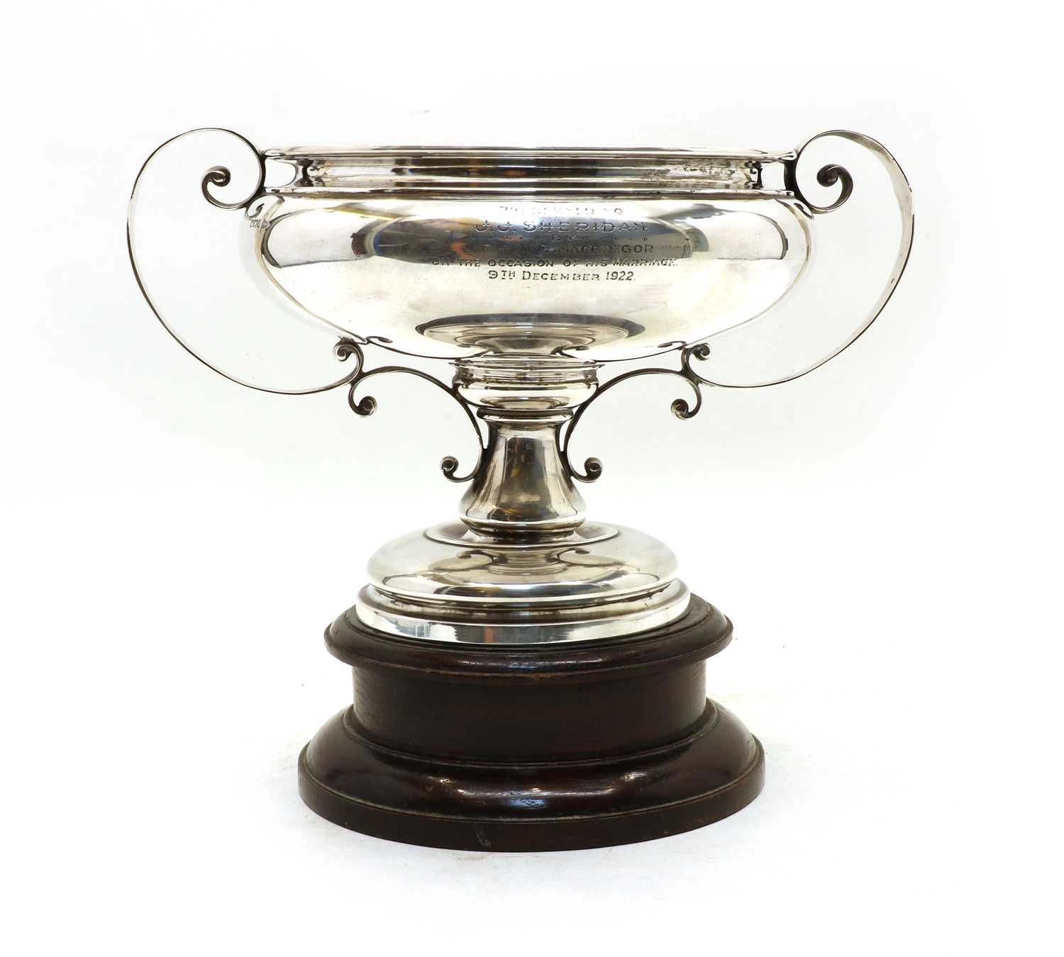 Lot 2 - A silver twin handled presentation cup