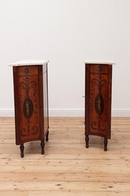 Lot 70 - A pair of George III satinwood and crossbanded pier cabinets