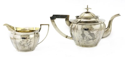 Lot 158 - A Chinese export silver teapot