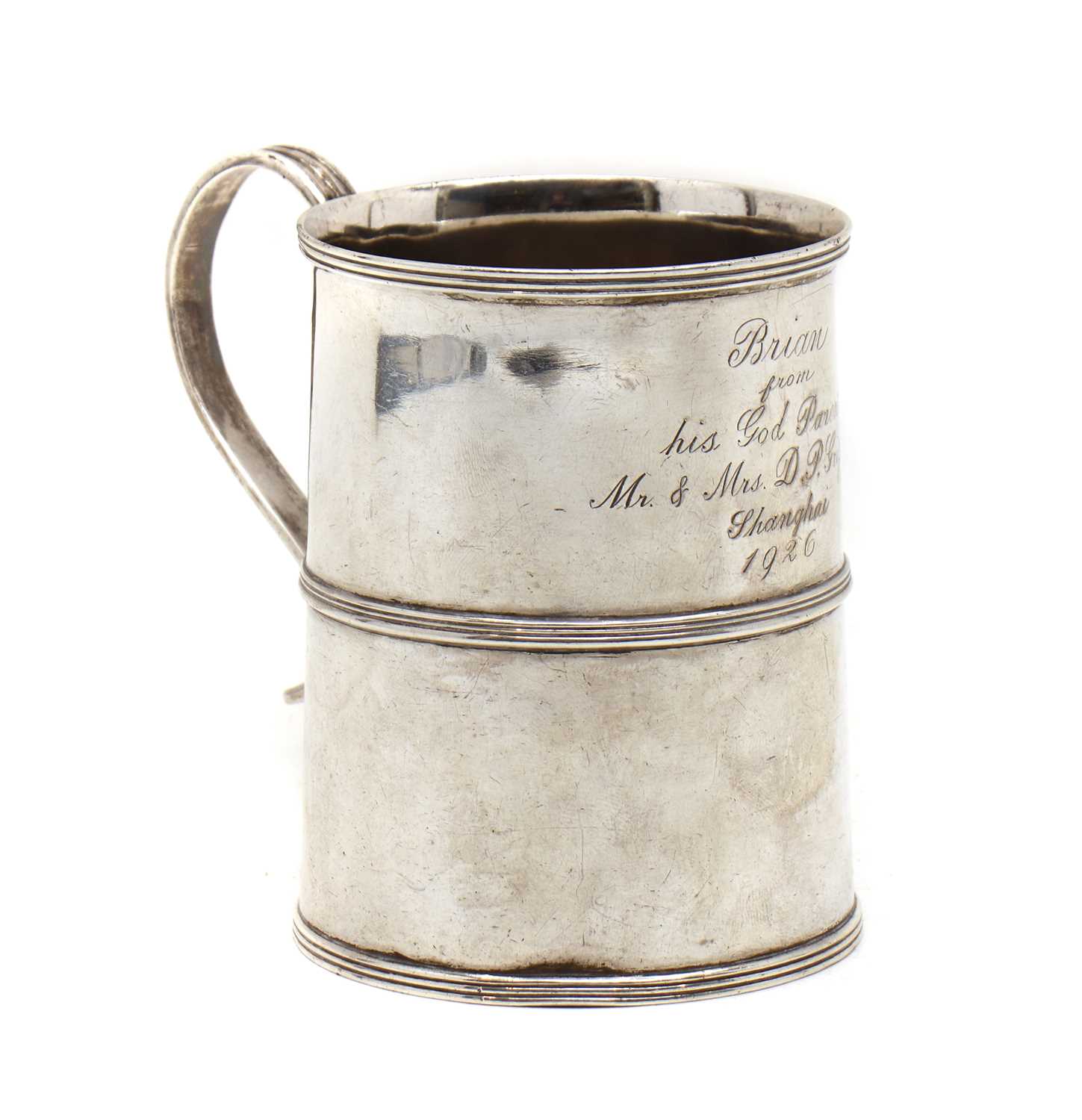 Lot 26 - A silver Christening mug