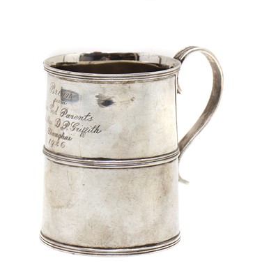 Lot 26 - A silver Christening mug