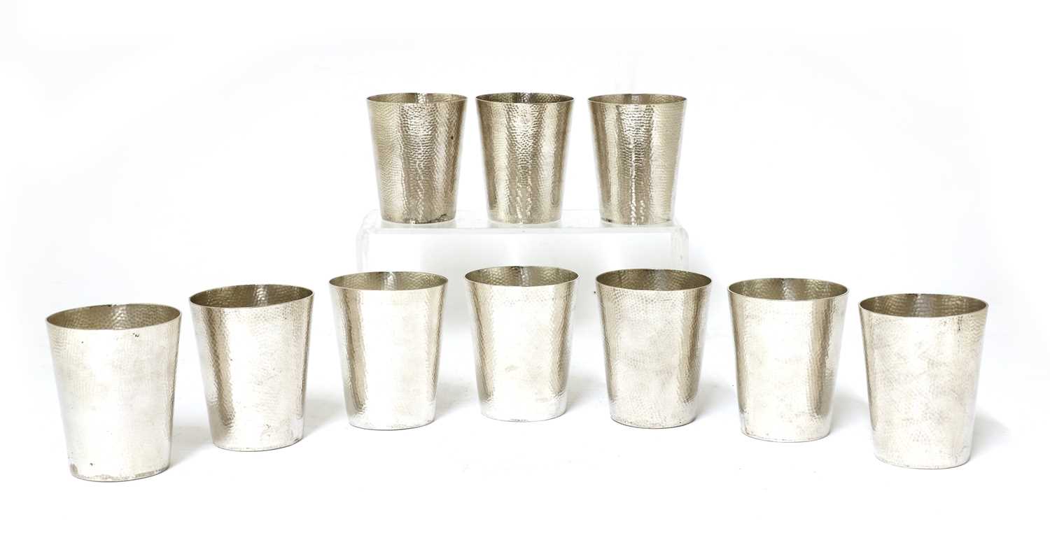Lot 153 - A set of ten Chinese export silver vodka cups