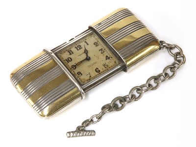 Lot 237 - An Art Deco sterling silver and gold  Movado mechanical purse watch
