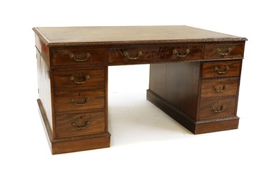Lot 350 - An early 20th century mahogany partners desk