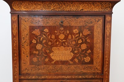Lot 239 - A Dutch mahogany and marquetry-inlaid secretaire or escritoire