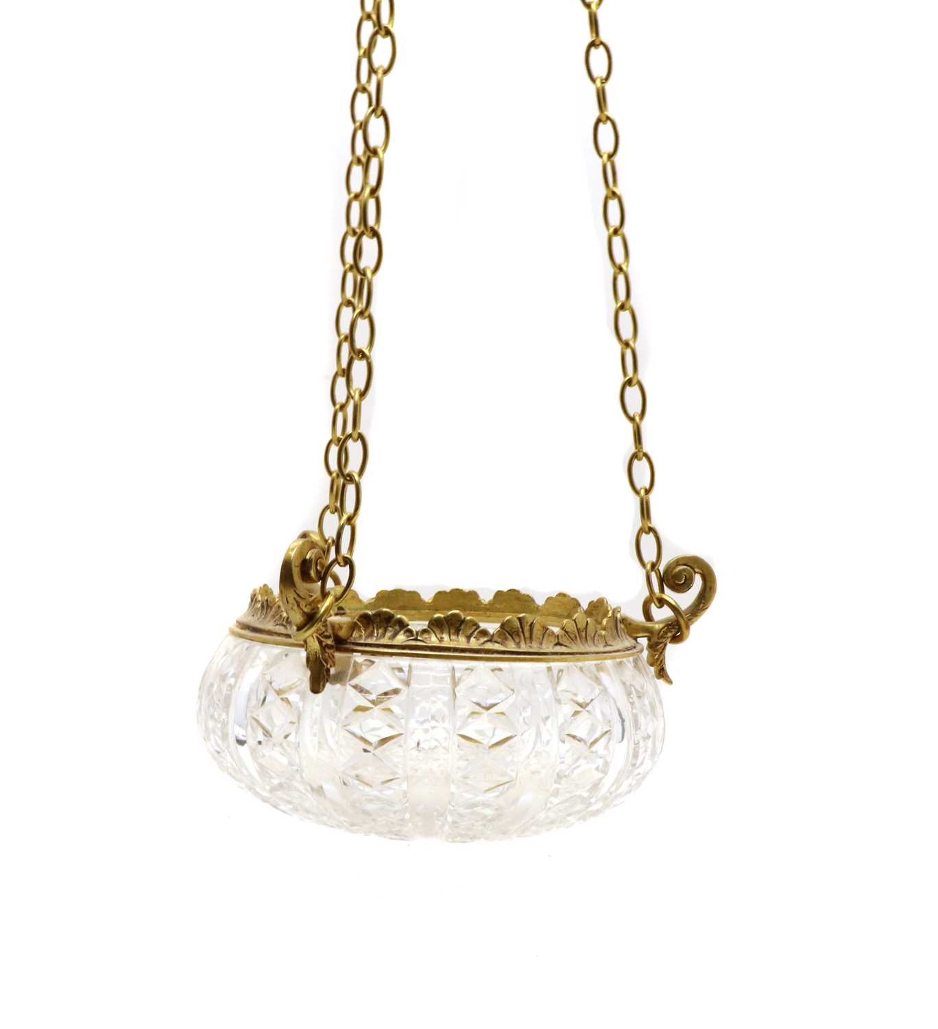 Lot 305 - A cut glass and brass ceiling light