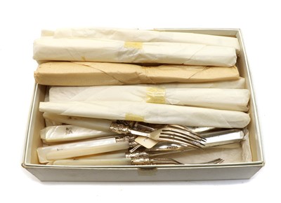 Lot 77 - A set of eighteen early Victorian fruit knives and forks