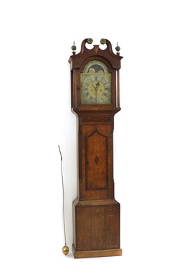 Lot 303 - An 18th century oak and mahogany crossbanded longcase clock