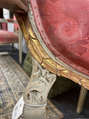 Lot 137 - A pair of Louis XVI-style painted and parcel-gilt fauteuils